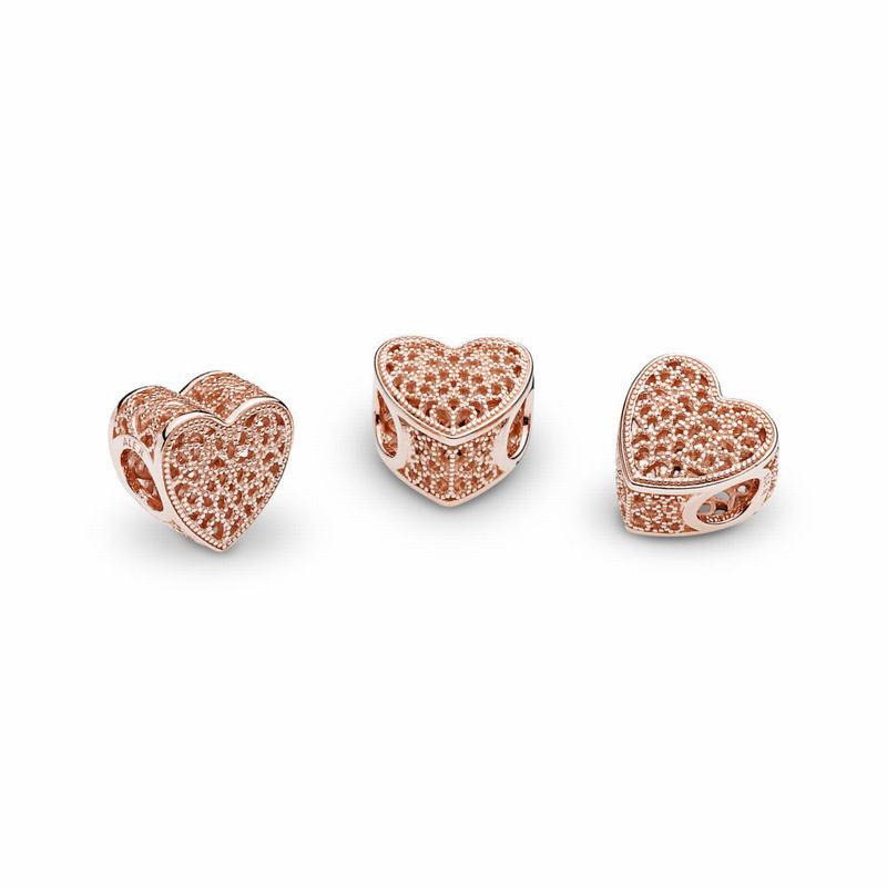 Pandora Australia Filigree & Beaded Heart Charm - Pandora Rose™ | CUQONH194